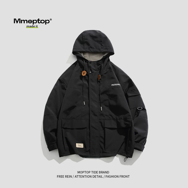 Áo khoác có mũ trùm đầu kiểu Hồng Kông của Mmoptop dành cho nam mùa xuân thu áo khoác cổ điển mới hợp thời trang dành cho nam