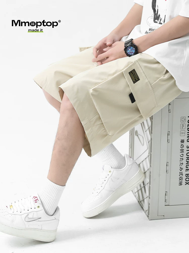 Quần short công sở kiểu Mỹ Mmoptop dành cho nam, thương hiệu thời trang Nhật Bản mỏng mùa hè, quần dài năm điểm cỡ lớn, quần rộng rãi.