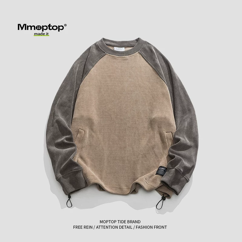 Mmoptop phong cách Trung Hoa dáng rộng đa năng áo len cổ tròn áo thun nam mùa xuân cổ điển hợp thời trang áo khoác cặp đôi quần áo nam