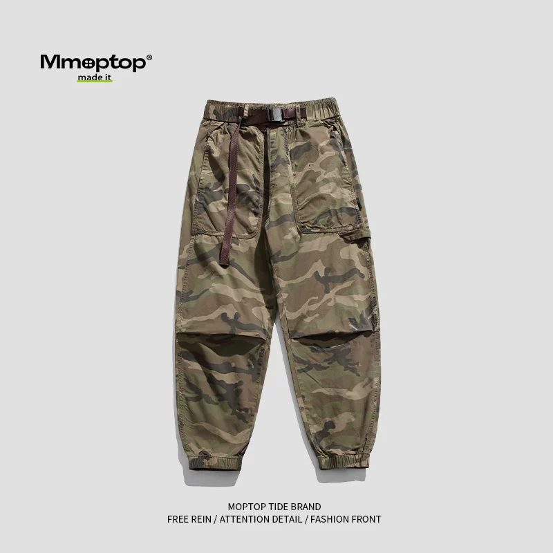 Quần cargo ngụy trang cổ điển kiểu Mỹ Mmoptop dành cho nam, quần rộng rãi tiện dụng, quần jogger phong cách xuân thu mới