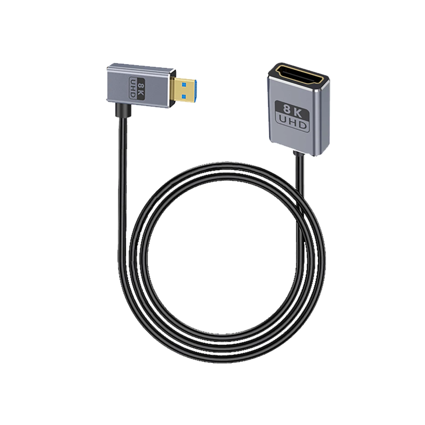 Cáp nối dài Mini HDMI đực sang cái 8K góc cạnh linh hoạt, bộ chuyển đổi mở rộng cho camera mini micro