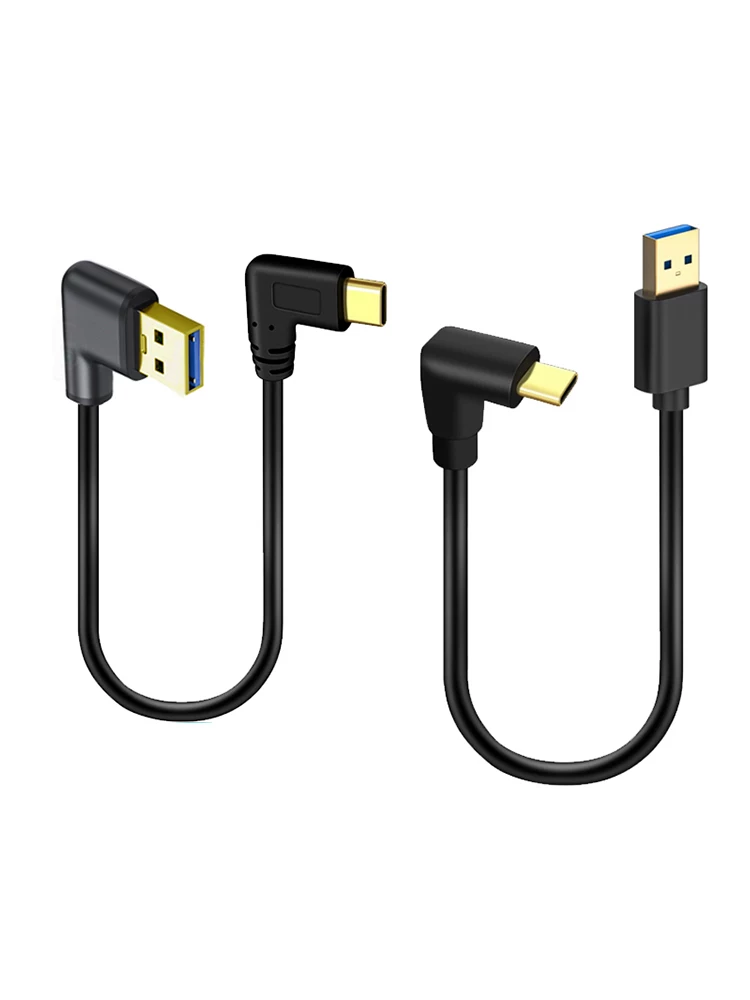 Cáp dữ liệu góc cạnh Type-C sang USB 3.0 dành cho điện thoại di động, máy tính bảng, camera hành trình, hộp CarPlay, cáp sạc CarLife, cổng USB-C, cáp ngắn sạc nhanh hình chữ L góc vuông 90 độ.