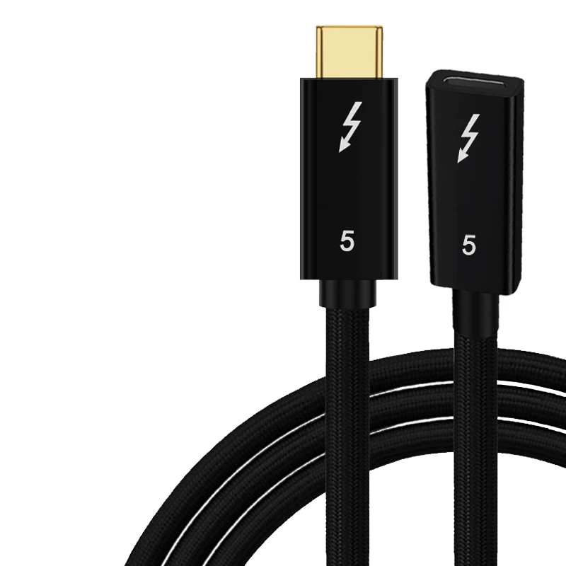 Cáp mở rộng góc cạnh Thunderbolt 5 đực sang cái Type-C đầy đủ chức năng 120G Cáp dữ liệu Thunderbolt 4/3 dành cho điện thoại và máy tính Đế sạc nhanh PD 240W mở rộng tai nghe 16K HD