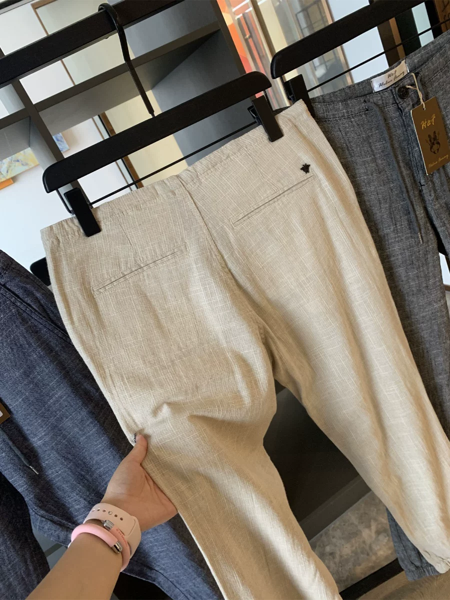 Don Quixote Linen + Cotton! Quần jogger nam mùa hè thấm hút mồ hôi, thoáng khí, thoải mái.