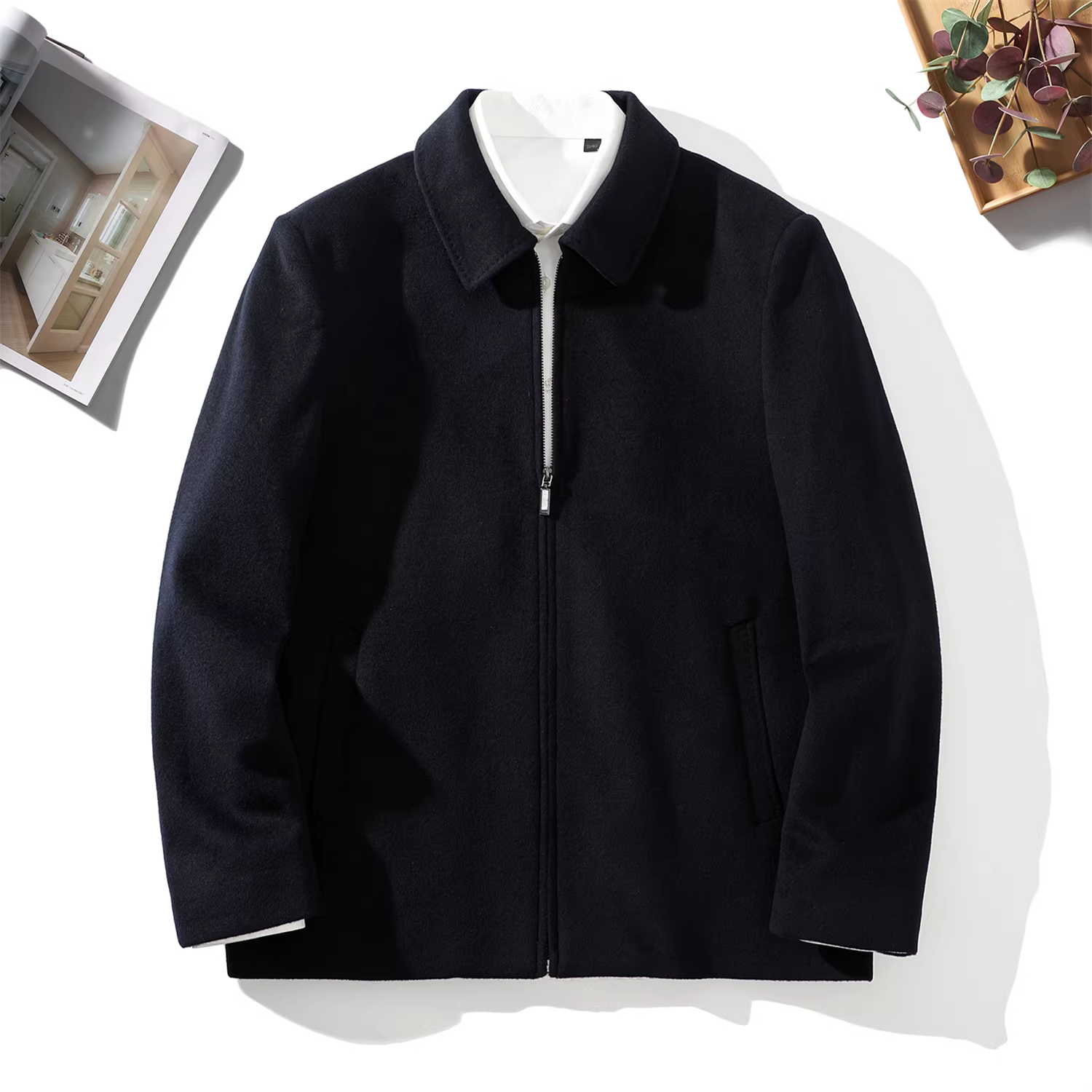 Phong cách Don Quixote! Chất liệu len pha! Áo khoác nam cổ điển, lịch sự, ấm áp mùa thu đông.