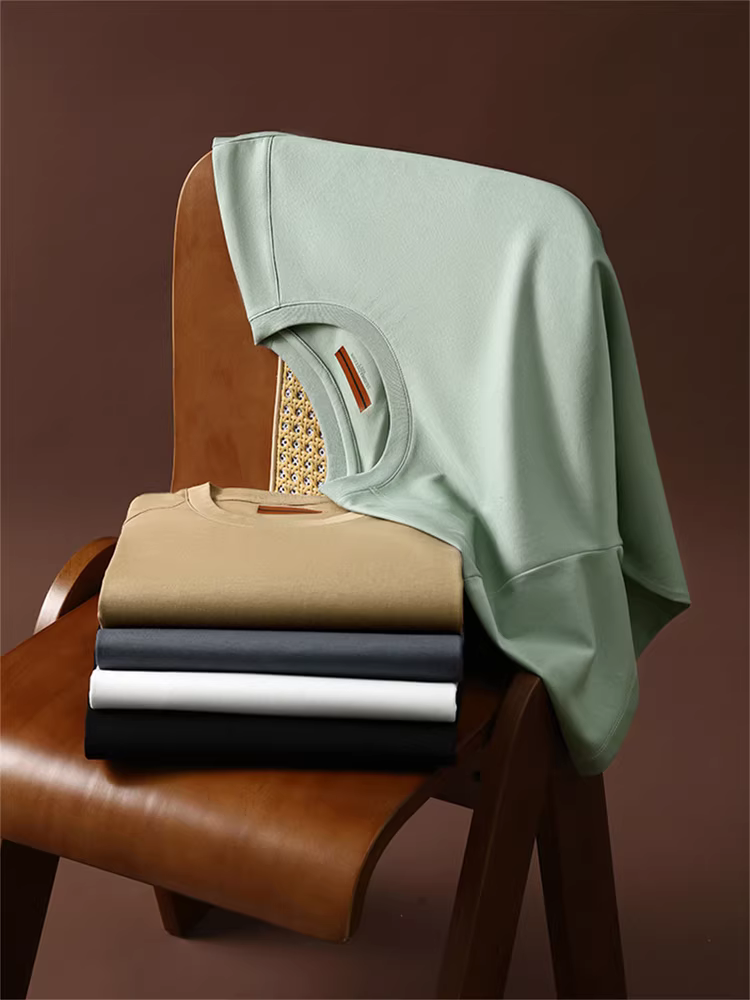 Don Quixote Liquid Ammonia P Cotton! Áo thun nam ngắn tay chống nhăn cơ bản đa năng màu trơn mùa hè xu hướng