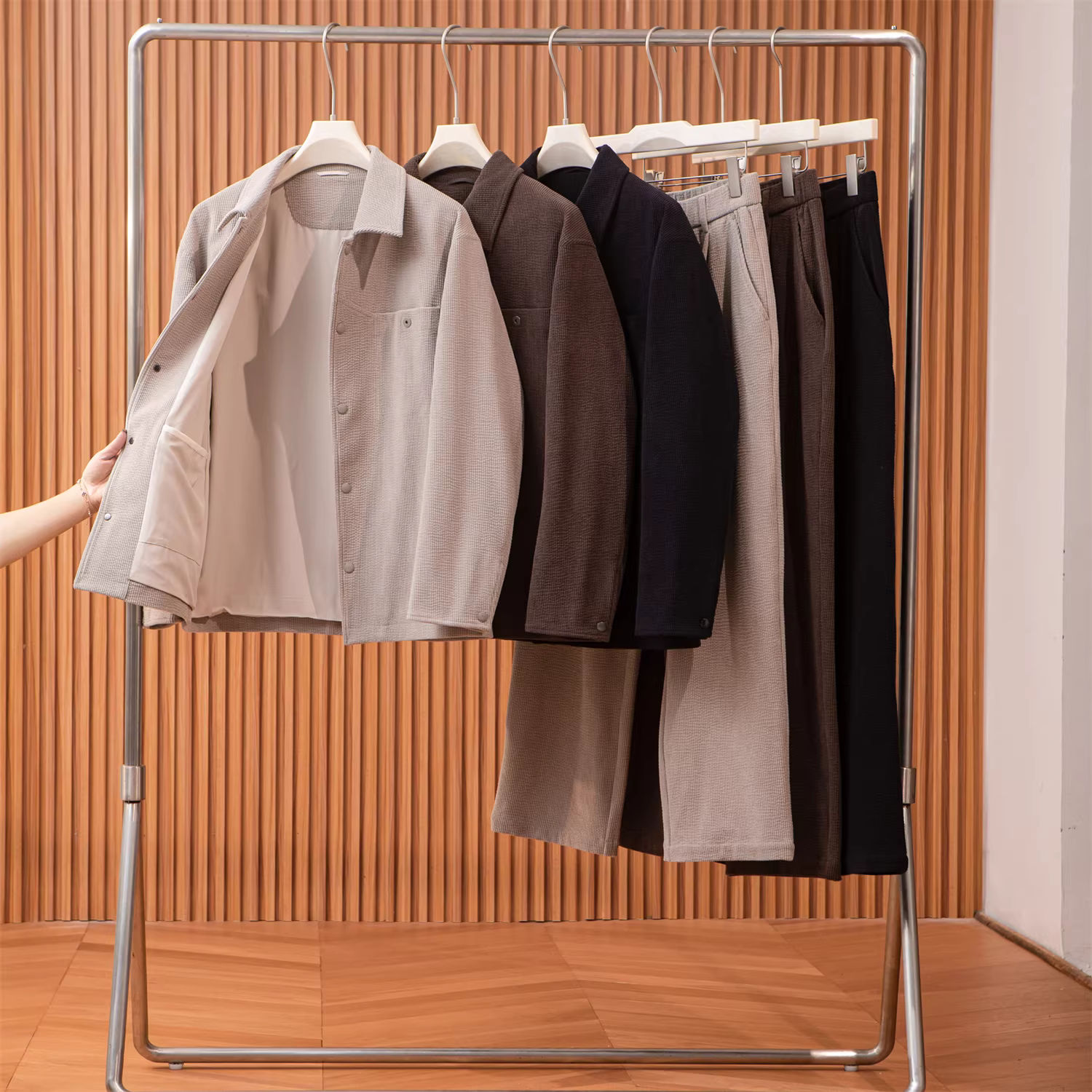 Don Quixote, thư giãn và thoải mái! Áo khoác chất liệu corduroy cổ điển phong cách tiền cổ + quần/thời trang thường ngày