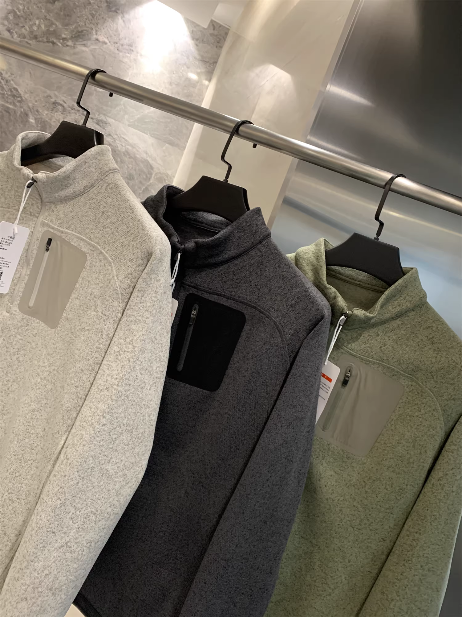 Áo khoác nỉ nam cổ đứng nửa khóa kéo, chất liệu len hoa cationic dệt kim, kiểu dáng thường ngày mùa thu đông, thương hiệu Don Quixote Outdoor Bird!