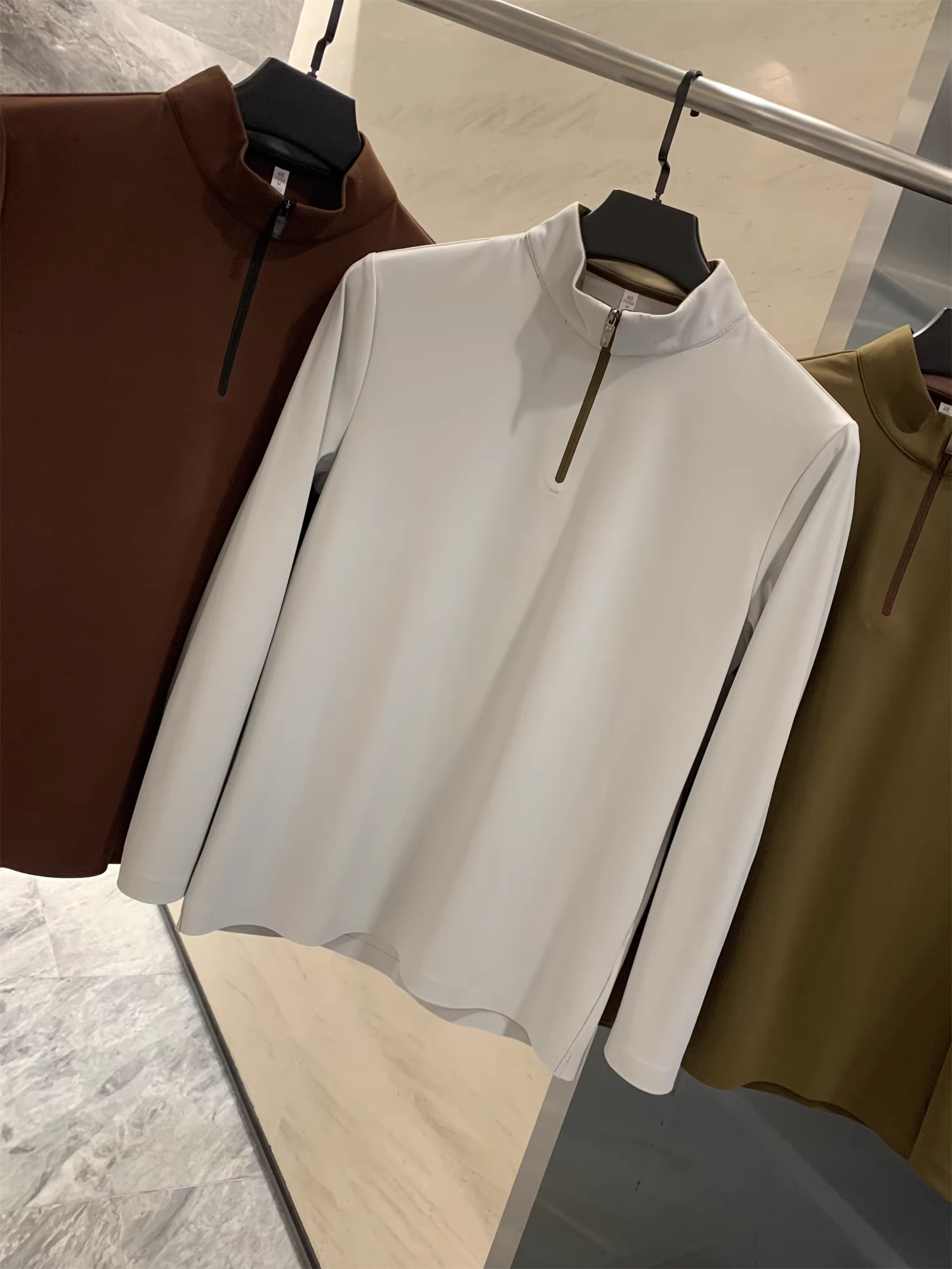 Áo len lông cừu ấm áp thân thiện với da Don Quixote! Áo thun nam dài tay có khóa kéo nửa thân, co giãn, thoải mái, ấm áp, màu trơn, phong cách thường ngày dành cho mùa thu đông.