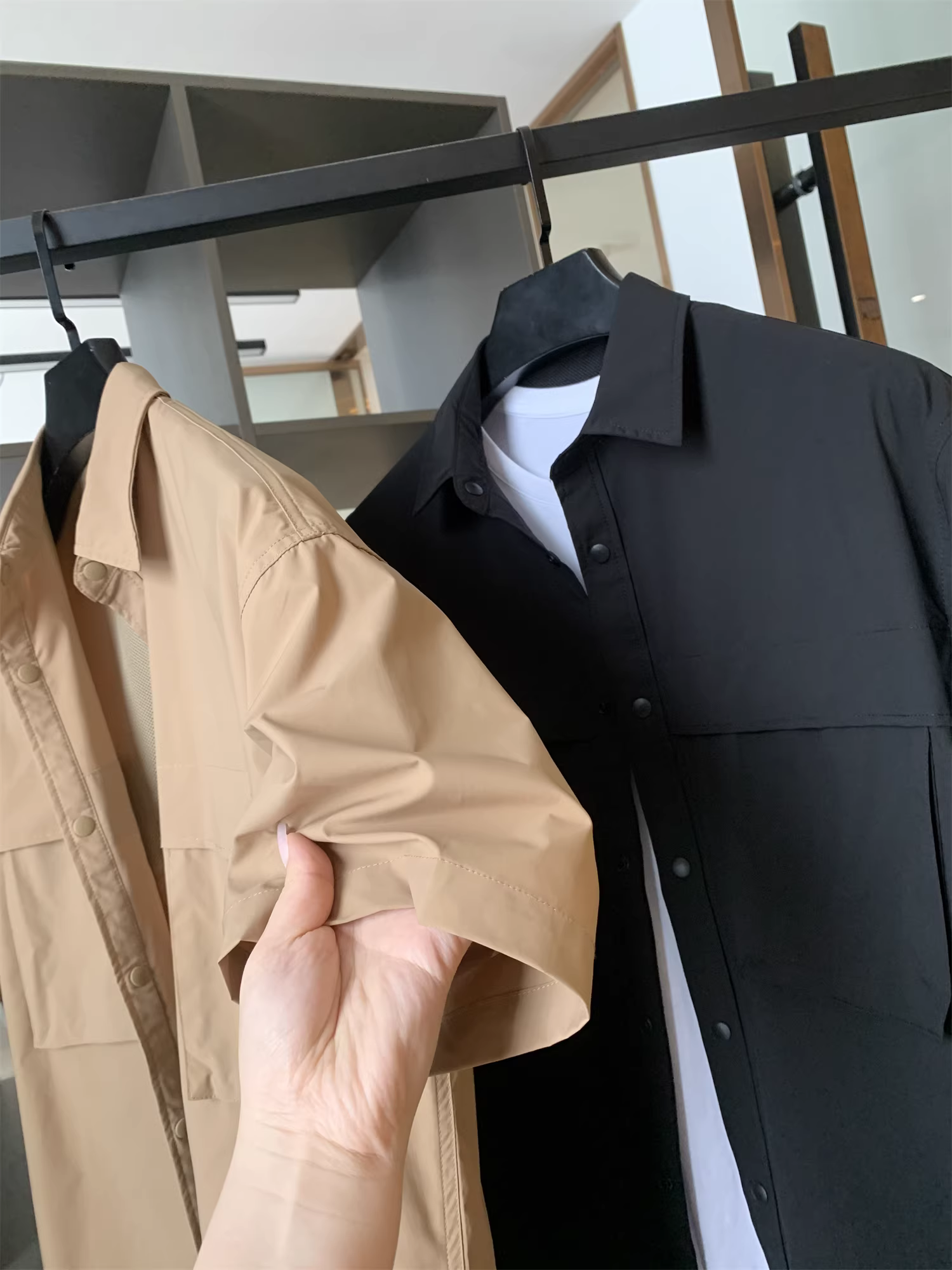 Don Quixote Trật tự gia đình! Nhẹ và nhanh khô! Quần áo bảo hộ lao động có túi lớn dành cho nam mùa hè, tay ngắn hợp thời trang