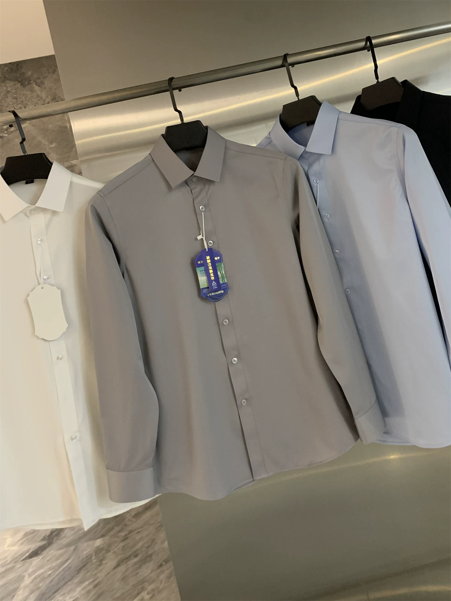 Đơn đặt hàng Don Quixote ODM! Sợi tre rong biển! Áo sơ mi dài tay đa năng, chất liệu co giãn cao, phong cách thường ngày dành cho nam giới, thích hợp cho mùa thu đông.