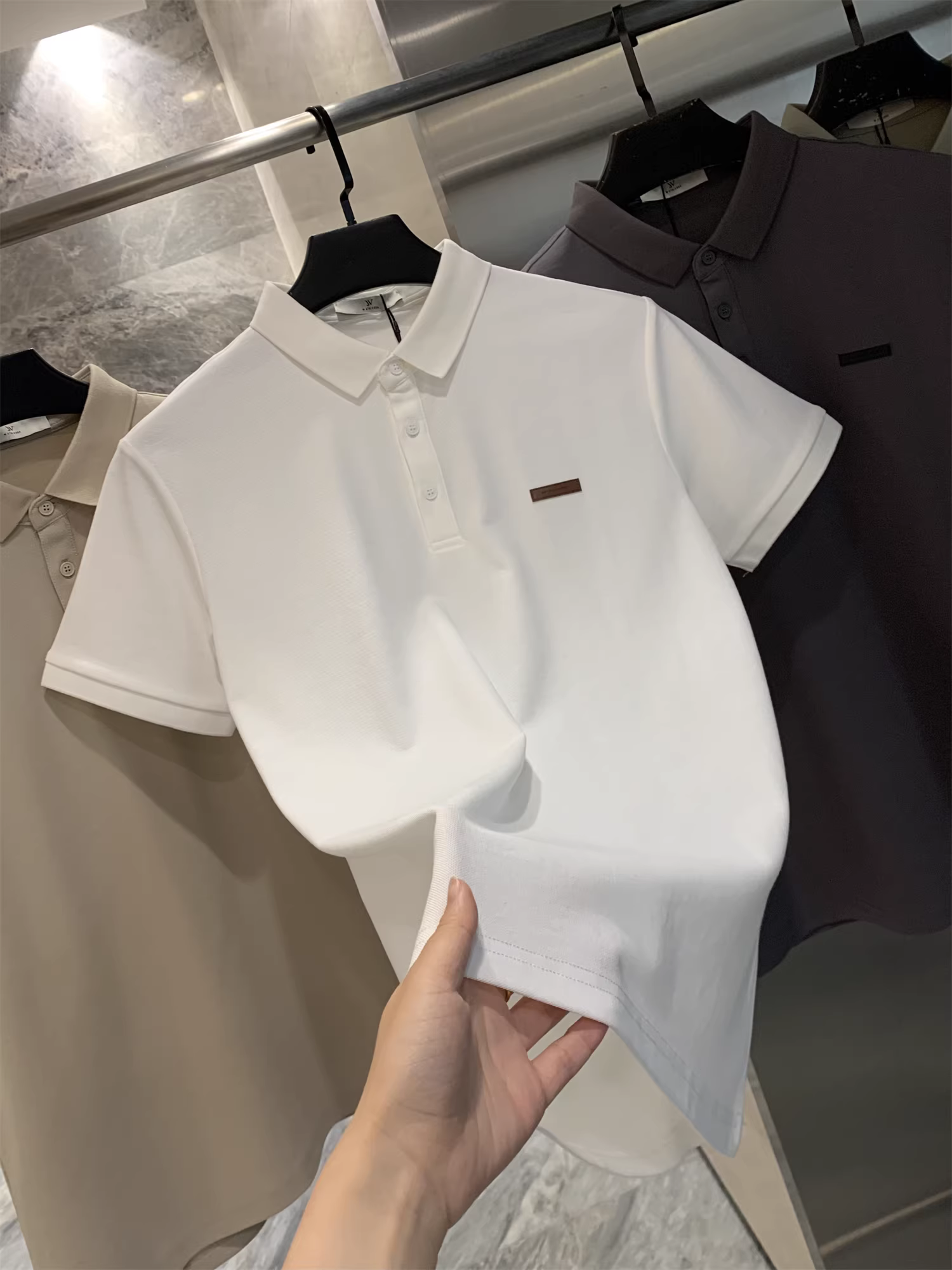 Don Quixote Cool Antibacterial Sorona Cotton! Áo thun polo nam màu trơn đa năng mùa hè Áo thun hợp thời trang