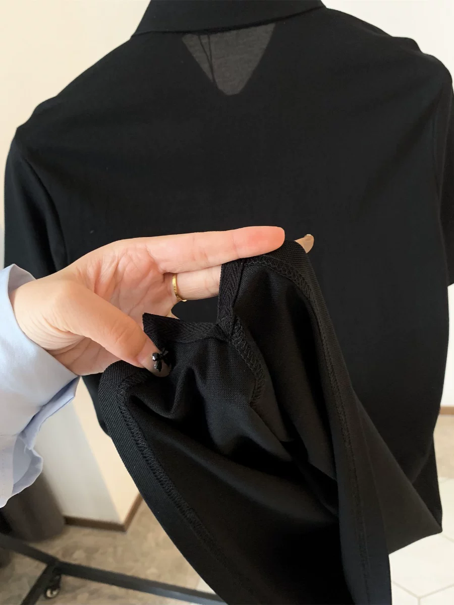 Giảm giá đặc biệt Don Quixote! Lyocell + Tơ tằm! Áo polo ngắn tay, cổ trụ, chất liệu thoáng mát và sảng khoái