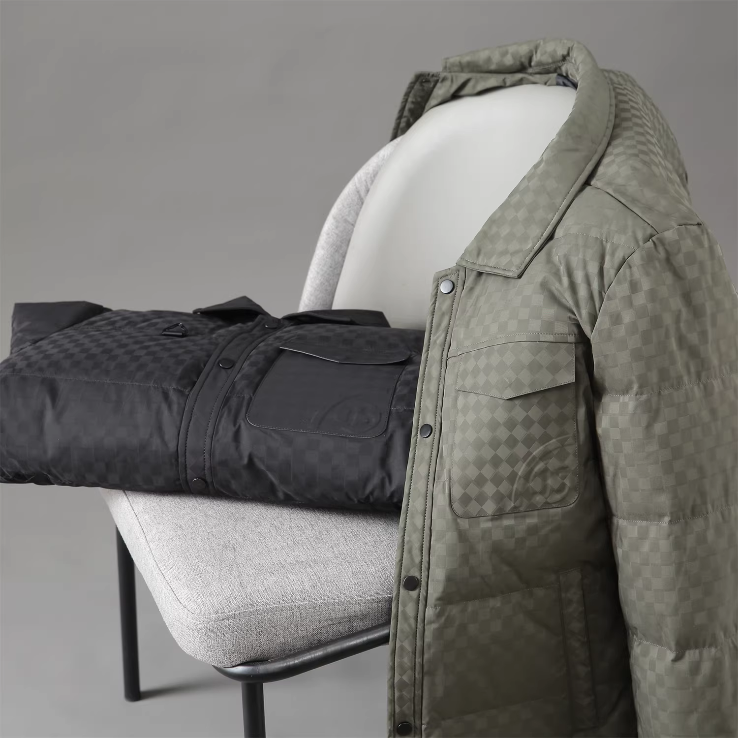 Don Quixote Gaopeng 90 lông vịt! Vải jacquard kẻ caro! Áo khoác lông vũ ấm áp có ve áo dành cho nam mùa đông.