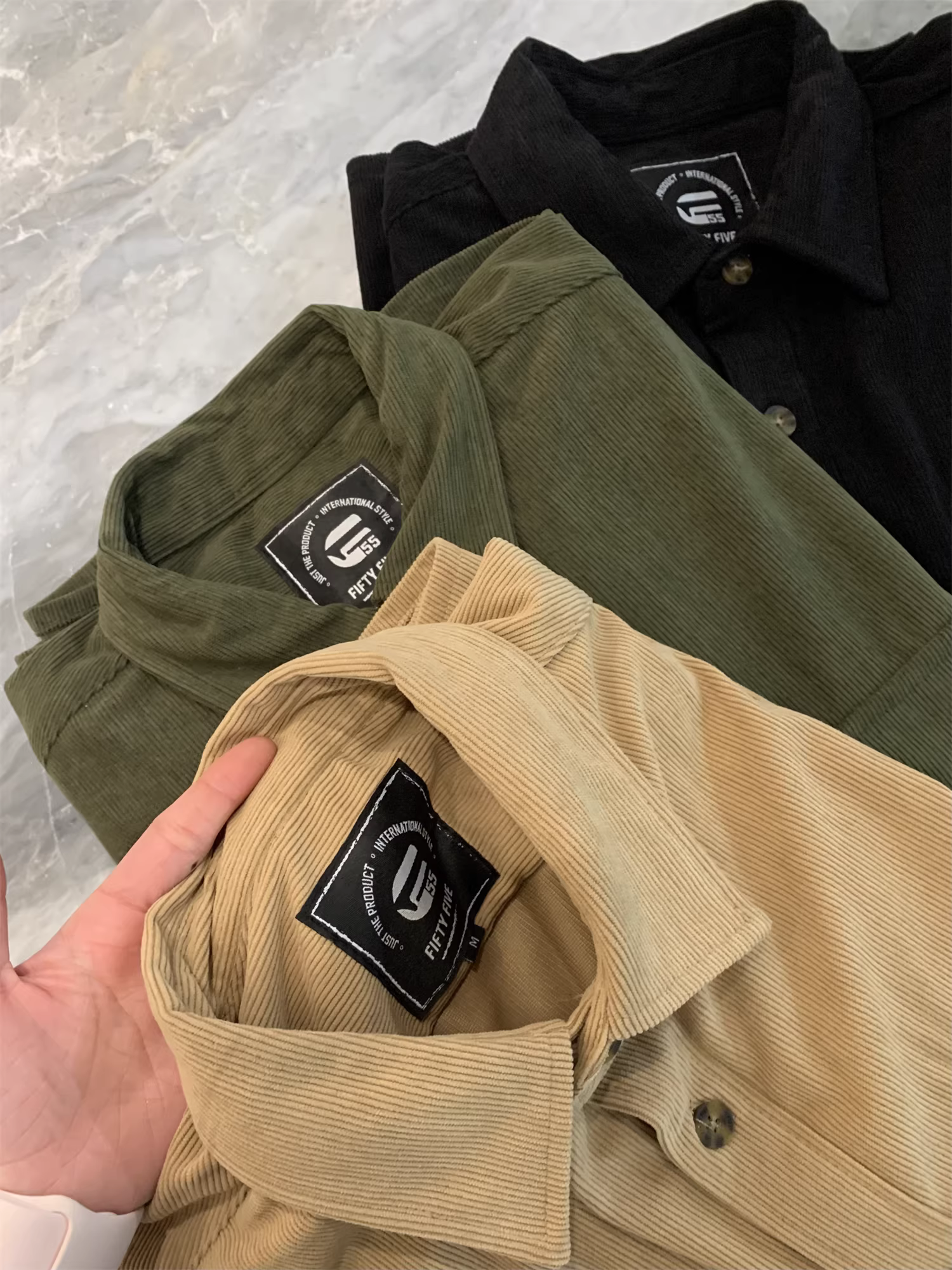 Áo khoác kiểu sơ mi nam phong cách retro Mỹ, chất liệu vải gân, đa năng, thích hợp làm trang phục công sở hoặc thường ngày.