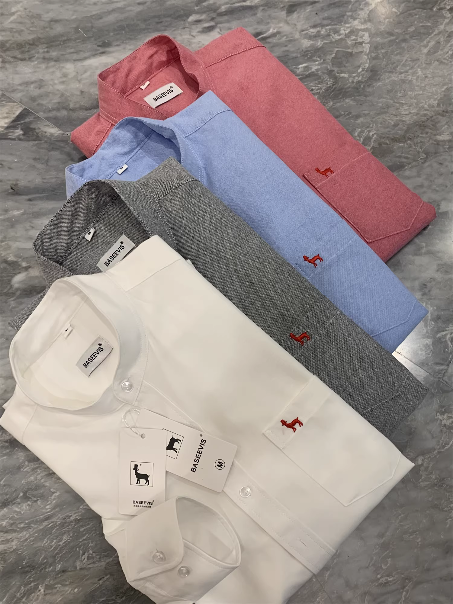 Dòng thiết kế của Don Quixote của Đan Mạch! Chất liệu vải Oxford hoàn toàn bằng cotton! Áo sơ mi dài tay màu trơn thêu màu tương phản