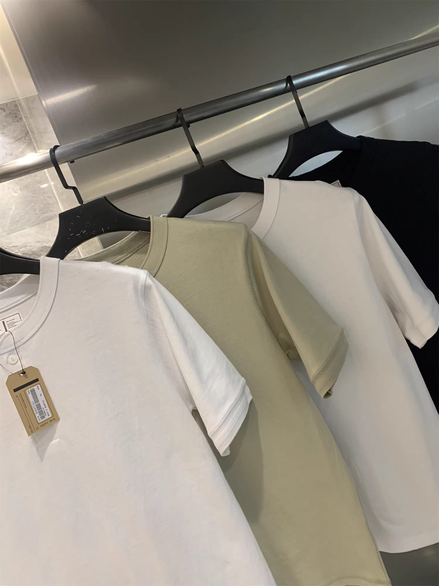 Đơn đặt hàng của Don Quixote Company! Áo thun nam mùa hè dáng rộng đa năng cổ Henley nửa khóa kéo chất liệu cotton nguyên chất màu trơn tay ngắn