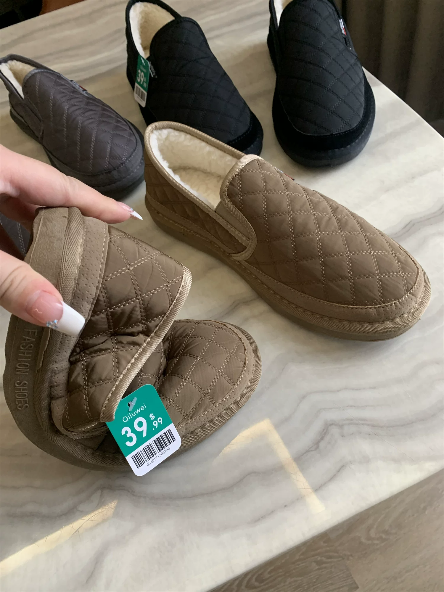 Don Quixote đặt hàng! $39,99 USD! Giày lười lót lông cừu mùa đông, dày dặn, ấm áp, kiểu dáng thời thượng.