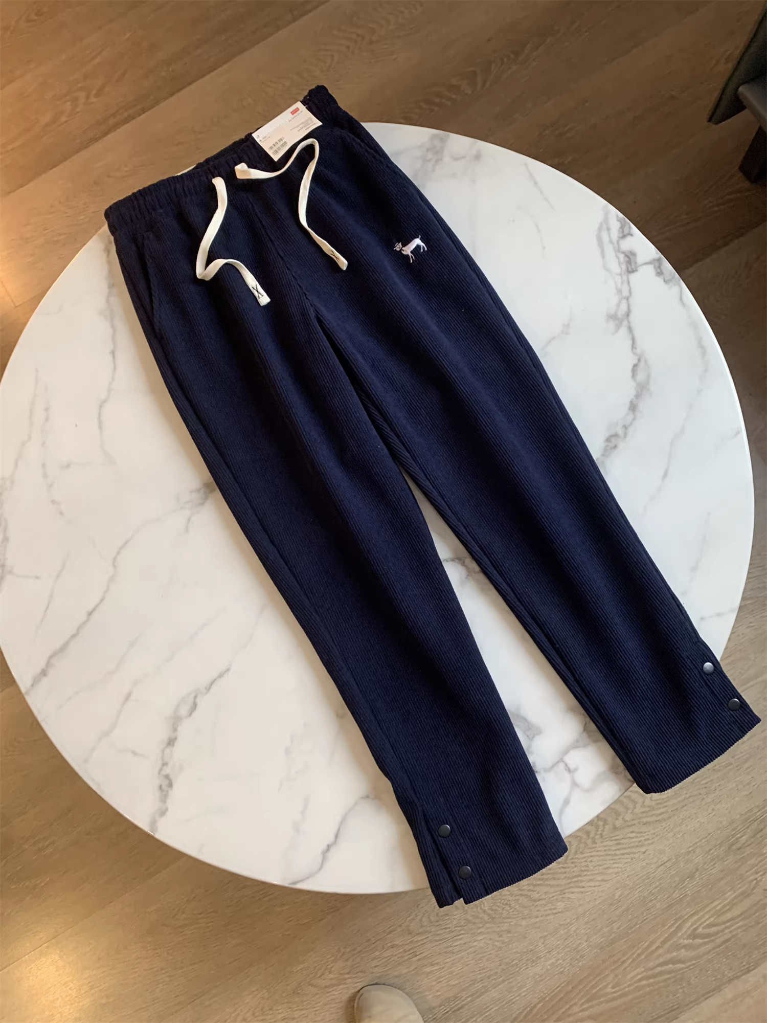 Don Quixote Warm Corduroy! Lông cừu dày composite! Quần ấm thường ngày có lưng thun co giãn mùa thu đông dành cho nam