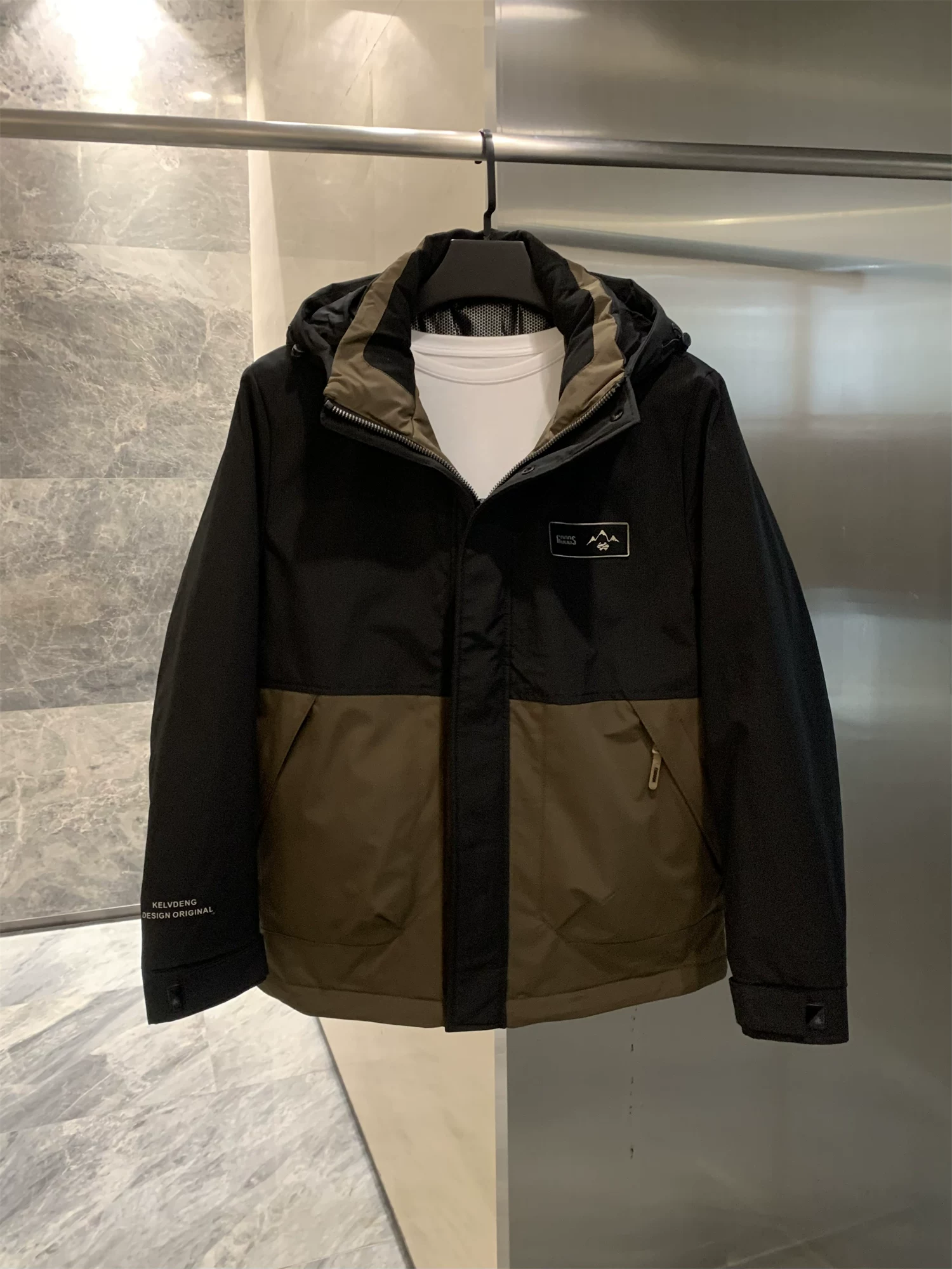 Don Quixote dòng H! 90% lông vịt! Áo khoác phao nam dày có mũ trùm đầu, phối màu mùa đông.