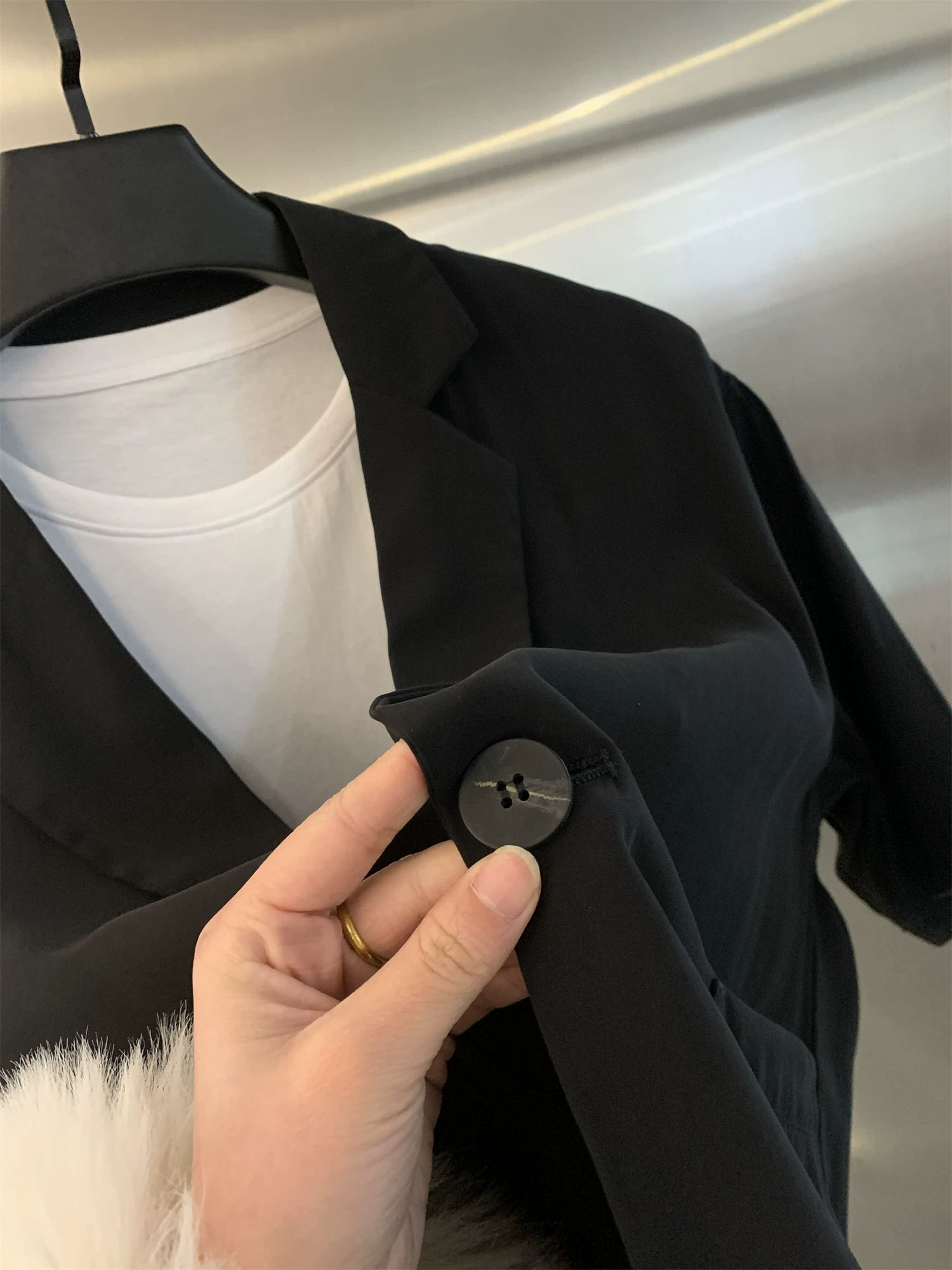 Áo Blazer nam Don Quixote Heavyweight 100% lụa Cupro! Áo khoác blazer ngắn tay, cổ bẻ, màu đen, phong cách thường ngày mùa hè.