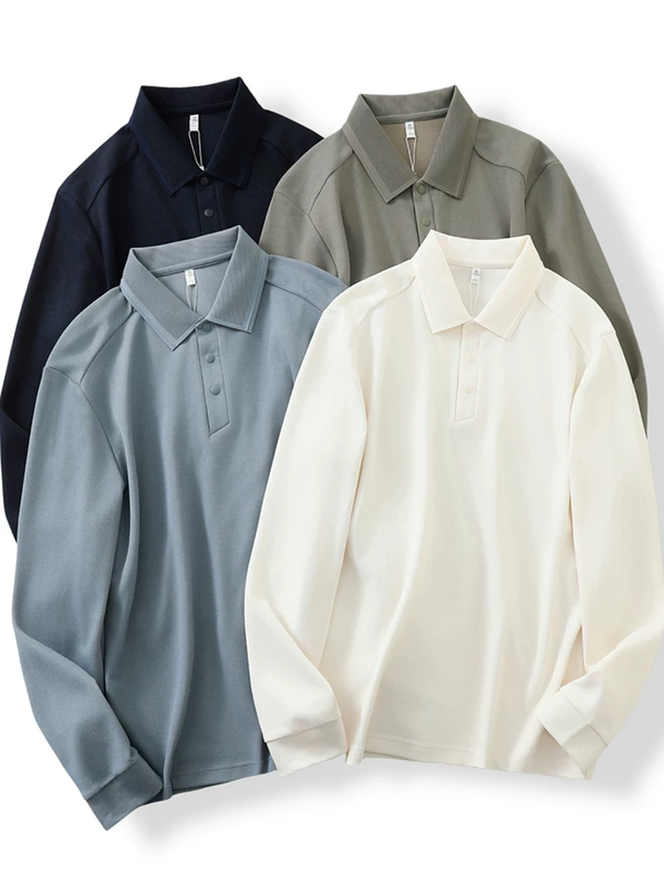 Áo polo nam dài tay chất liệu len và tơ pha trộn Don Quixote! Kháng khuẩn 10A! Phong cách công sở lịch lãm mùa xuân thu.