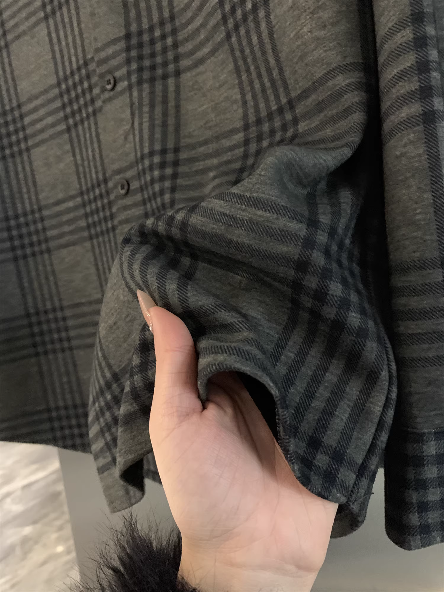 Áo len Don Quixote + pha trộn tơ tằm! Áo sơ mi nam có cổ kẻ sọc ấm áp, lót lông cừu tích hợp mùa thu đông