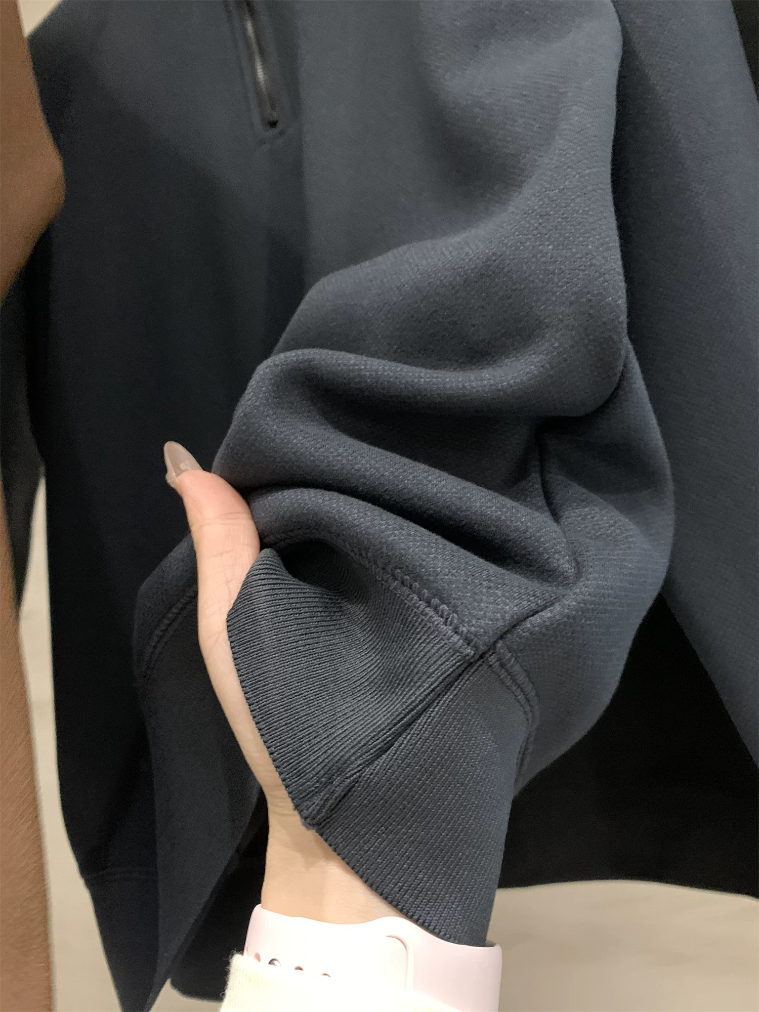 Hỗn hợp len Don Quixote + chất liệu lông cừu tổng hợp của Áo! Áo len lông cừu cổ cao nửa cổ đa năng màu trơn mùa thu đông