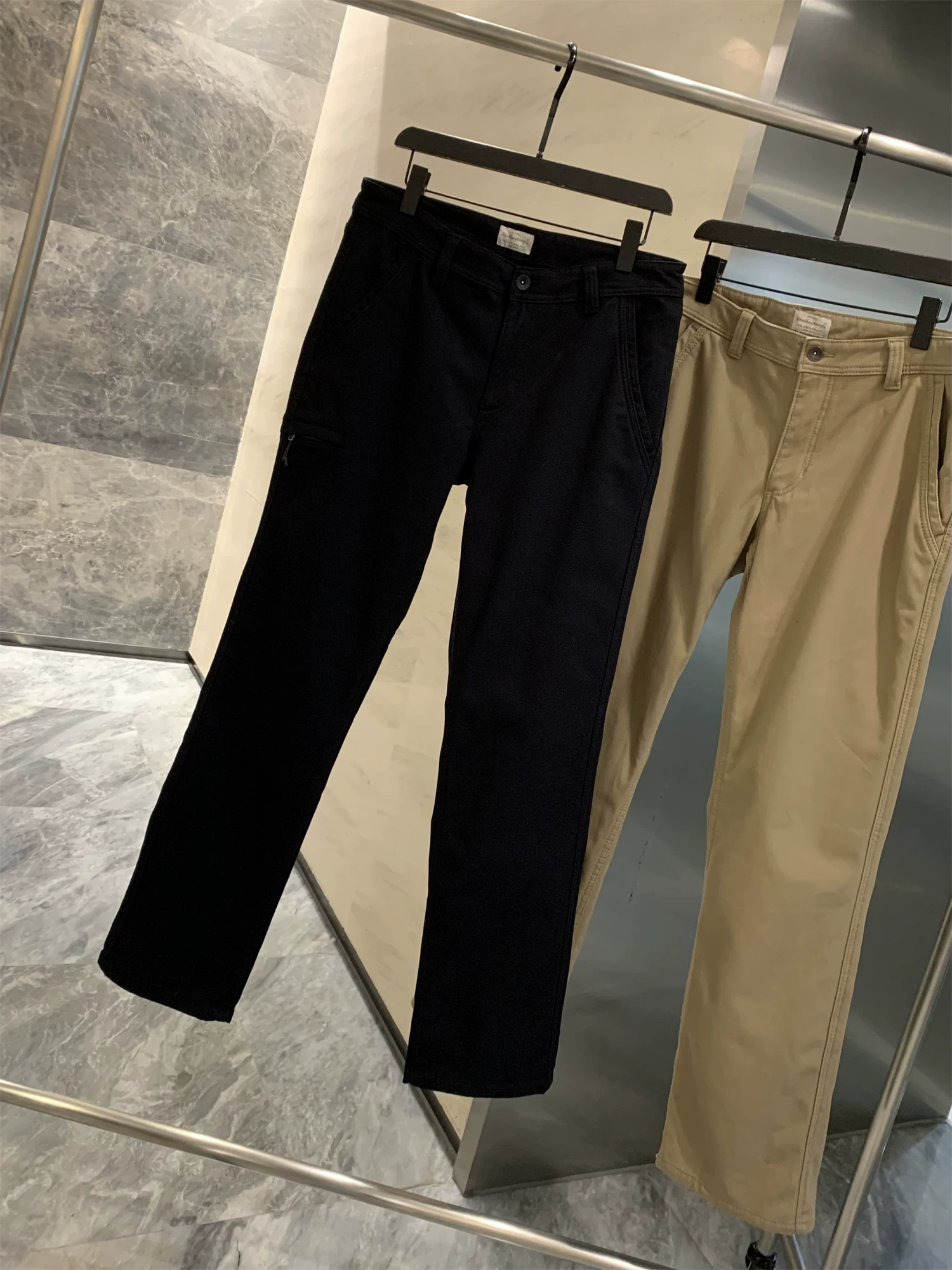 Don Quixote Bắc Mỹ Ngoài trời! Vải cotton đã qua xử lý! Quần vải bố bền, lót lông cừu giữ ấm mùa thu đông, kiểu dáng thường ngày dành cho nam