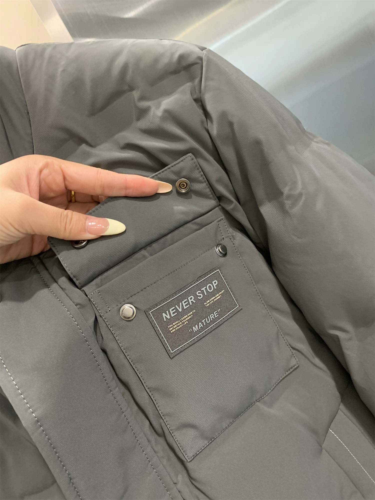 Áo khoác phao nam Don Quixote 90% lông vũ vịt! Áo khoác phao nam mùa đông phối len, cổ đứng tháo rời, kiểu dáng thời trang