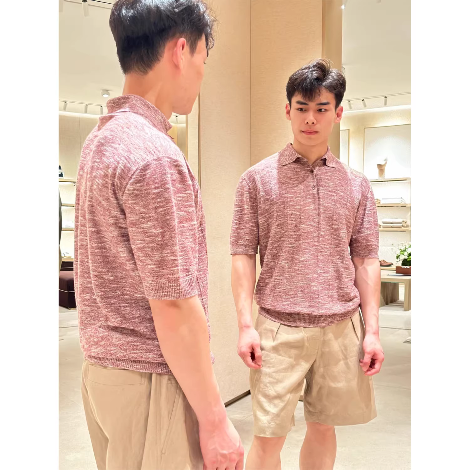 Don Quixote - Phong cách Ý sang trọng nhẹ nhàng! Phong cách tiền cổ điển! Áo thun ngắn tay chất liệu jacquard cổ Henry, dáng rộng, chất liệu mỏng nhẹ, mặc mùa hè.