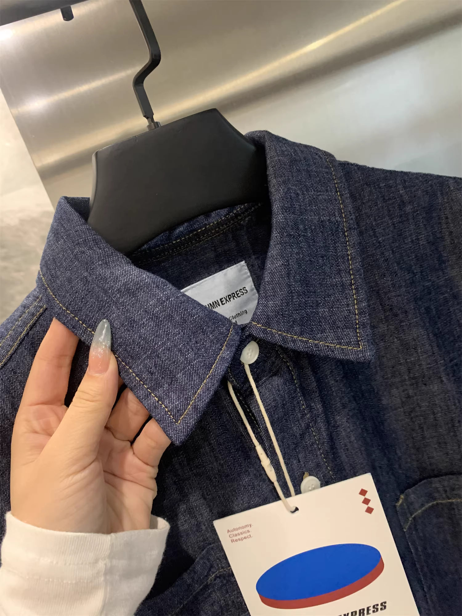 Áo sơ mi denim ngắn tay nam mùa hè, kiểu dáng Mỹ, phong cách Don Quixote, đã qua xử lý làm cũ!