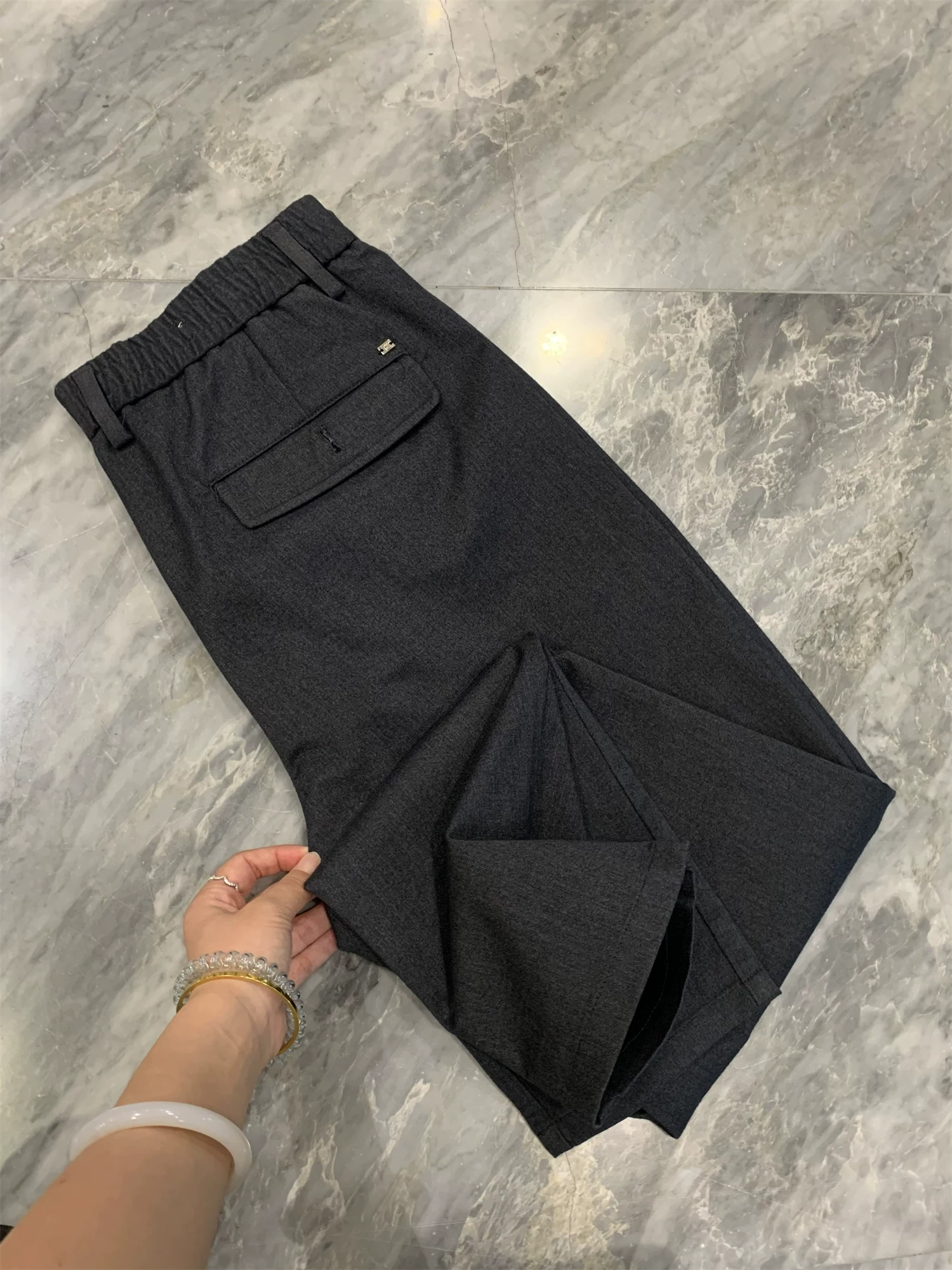 Dòng sản phẩm Don Quixote Light Business Casual! Quần dài nam thẳng lưng thun mùa xuân và mùa thu mới