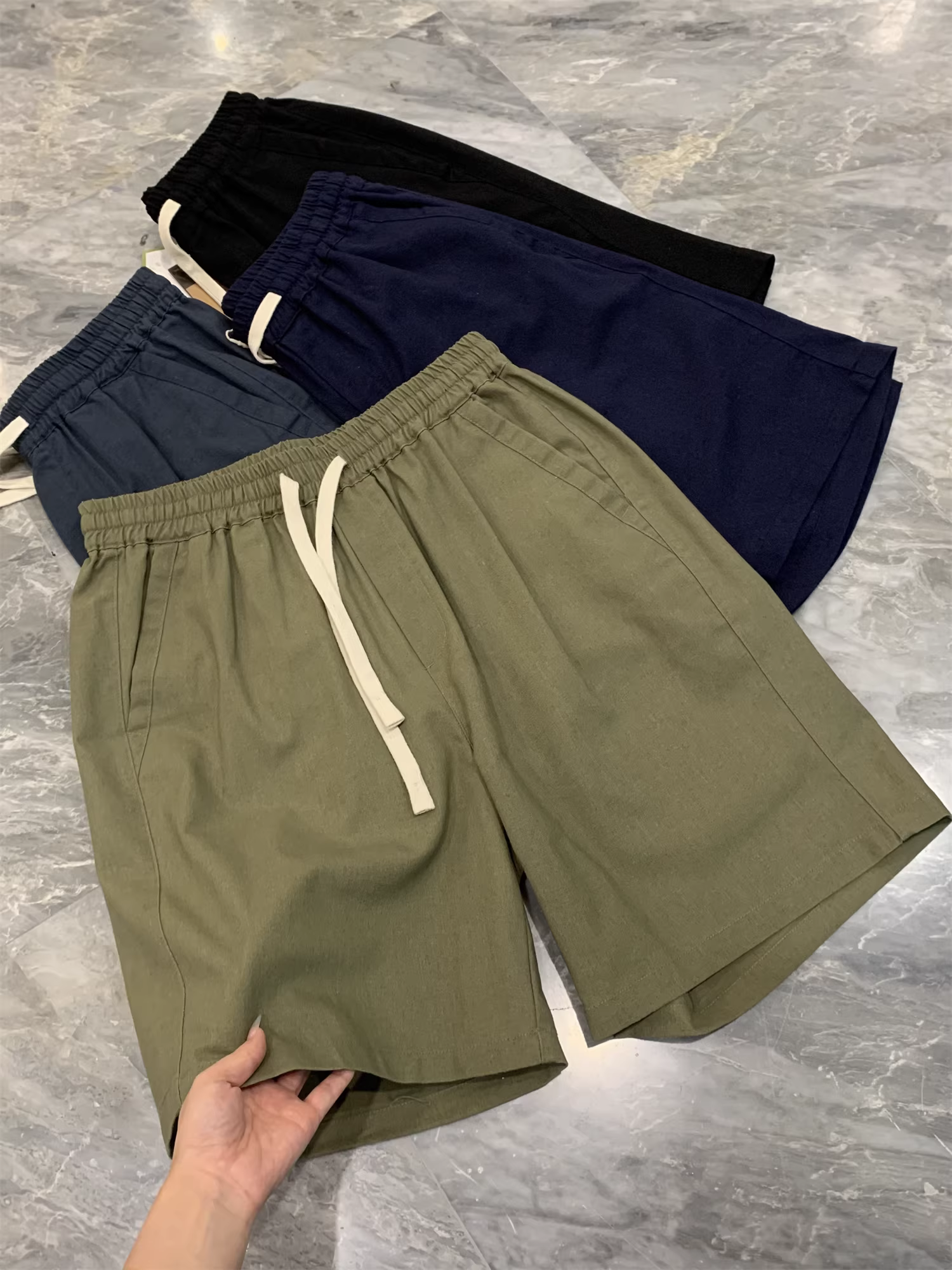 Don Quixote 70% cotton + 30% vải lanh! Quần short vải công nghệ kiểu dáng đảo quốc, đa năng, mùa hè, thoáng khí, rộng rãi, thoải mái.