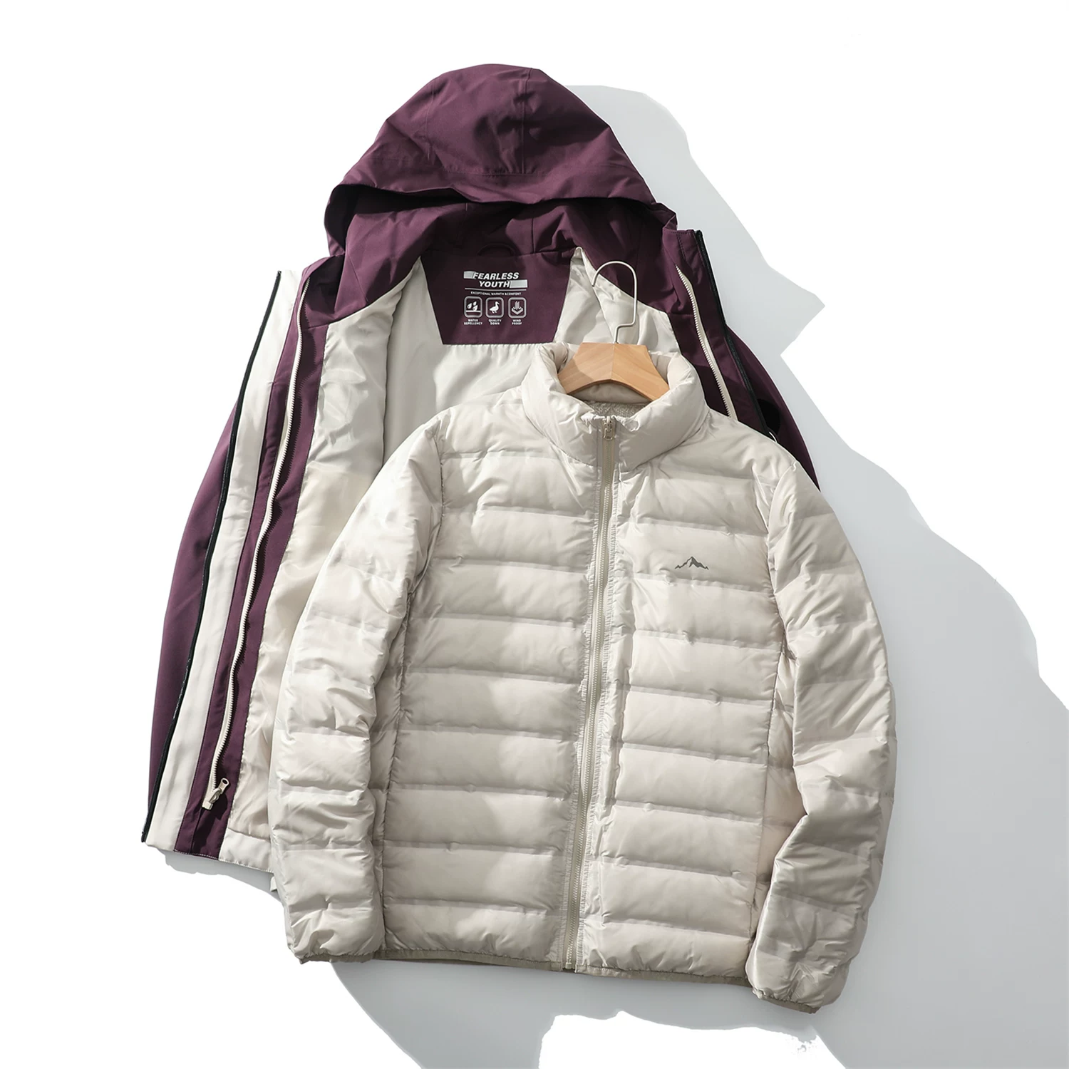 Áo khoác lông vũ Don Quixote 90% lông ngỗng! Ba trong một siêu bền! Áo khoác lót lông vũ có thể tháo rời mùa đông dành cho nam.