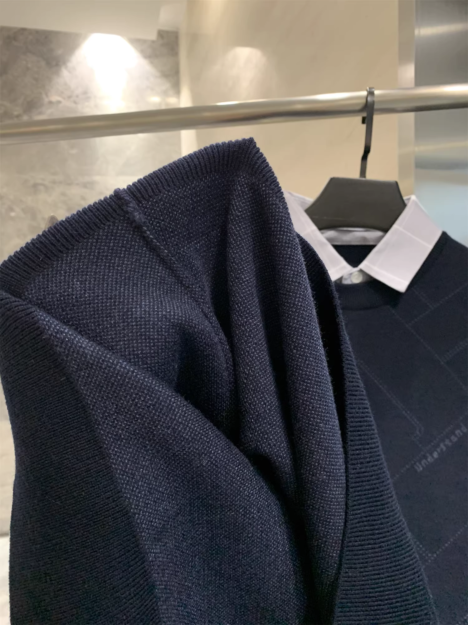 Hàng hiệu Don Quixote H! Chất liệu len pha! Áo len giả hai mảnh cổ sơ mi công sở nhẹ nhàng mùa thu đông