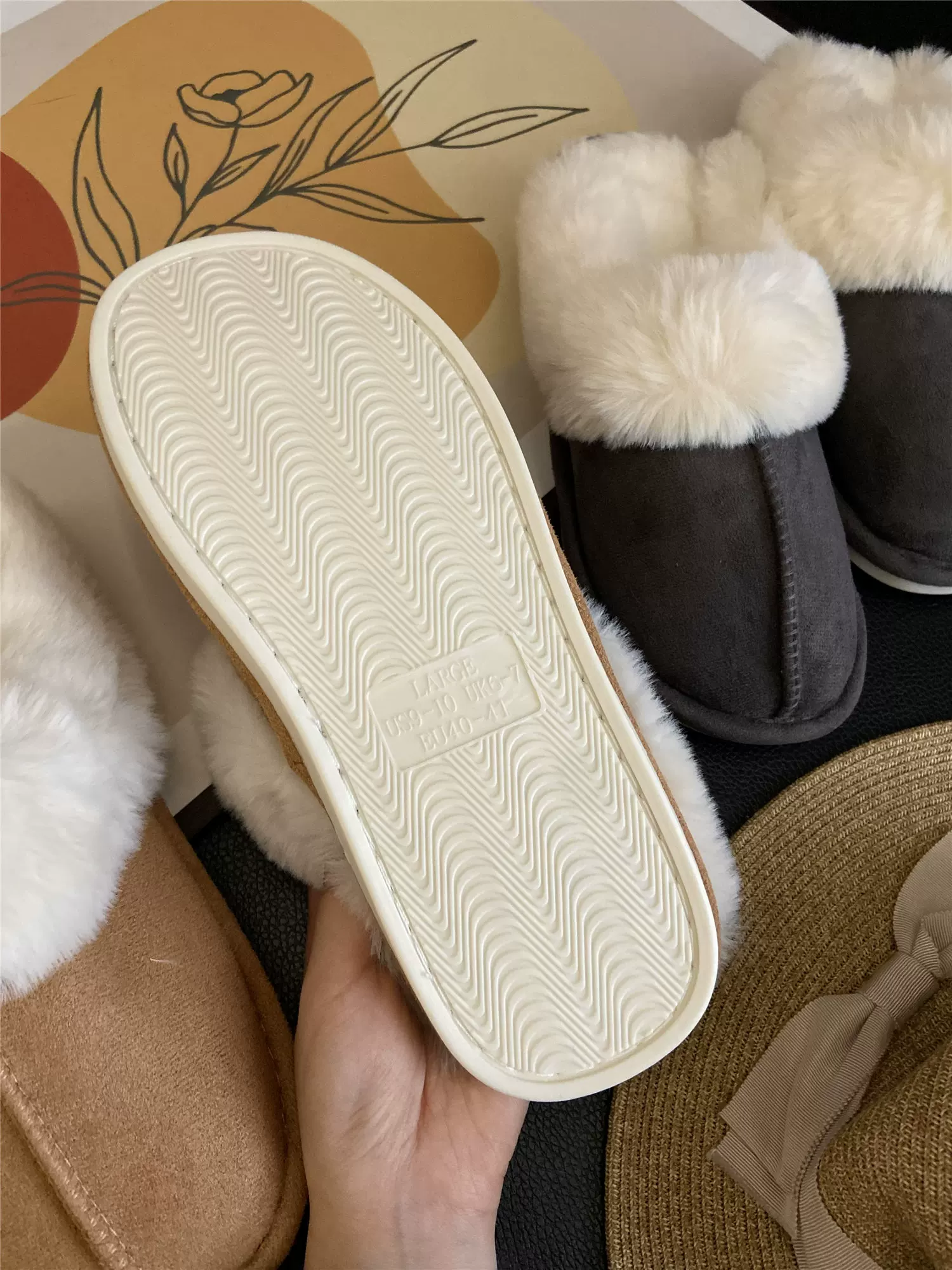 Don Quixote cổ điển đa năng ấm áp ~ có thể mang vào mùa thu đông dép lông thú giả tích hợp mũi kín giày cotton sang trọng