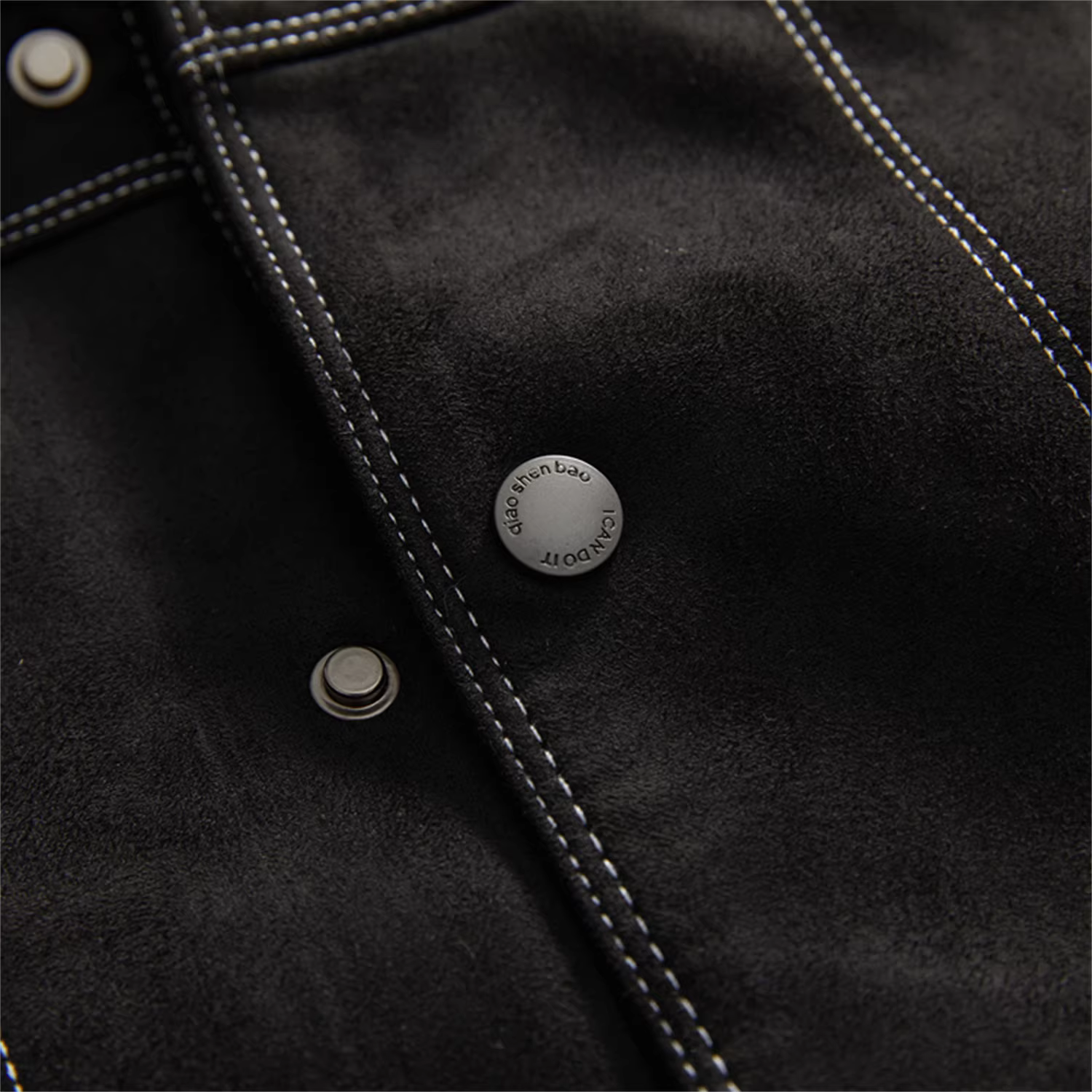 Đơn đặt hàng của công ty Don Quixote ODM! Chất liệu da lộn cao cấp! Áo khoác nam dáng thẳng, cổ trụ, phong cách thường ngày mùa xuân.