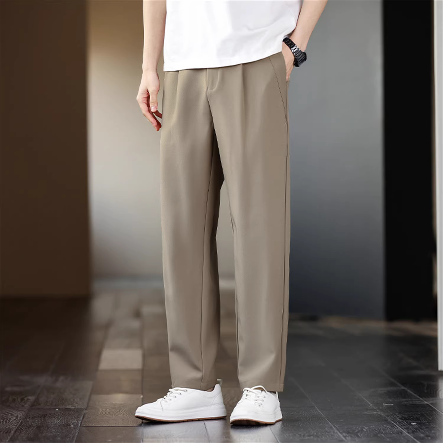 Don Quixote Hangpai Casual! Phong cách kinh doanh nhẹ nhàng, quần âu nam dáng ôm, co giãn, thân thiện với làn da, thoáng khí, thích hợp cho mùa hè.