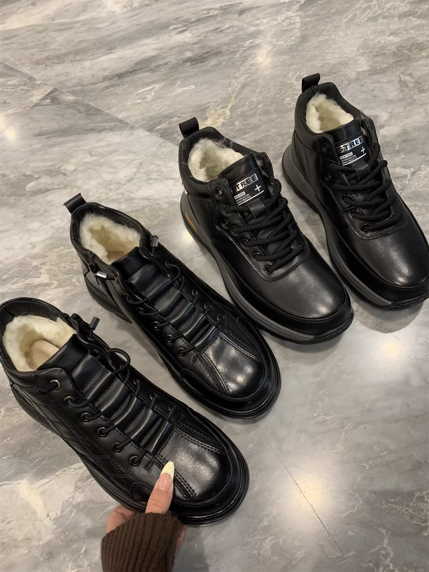 Don Quixote da bò lớp đầu tiên + lót len! Dày dặn để giữ ấm! Giày bốt và giày da nam mùa đông ấm áp.