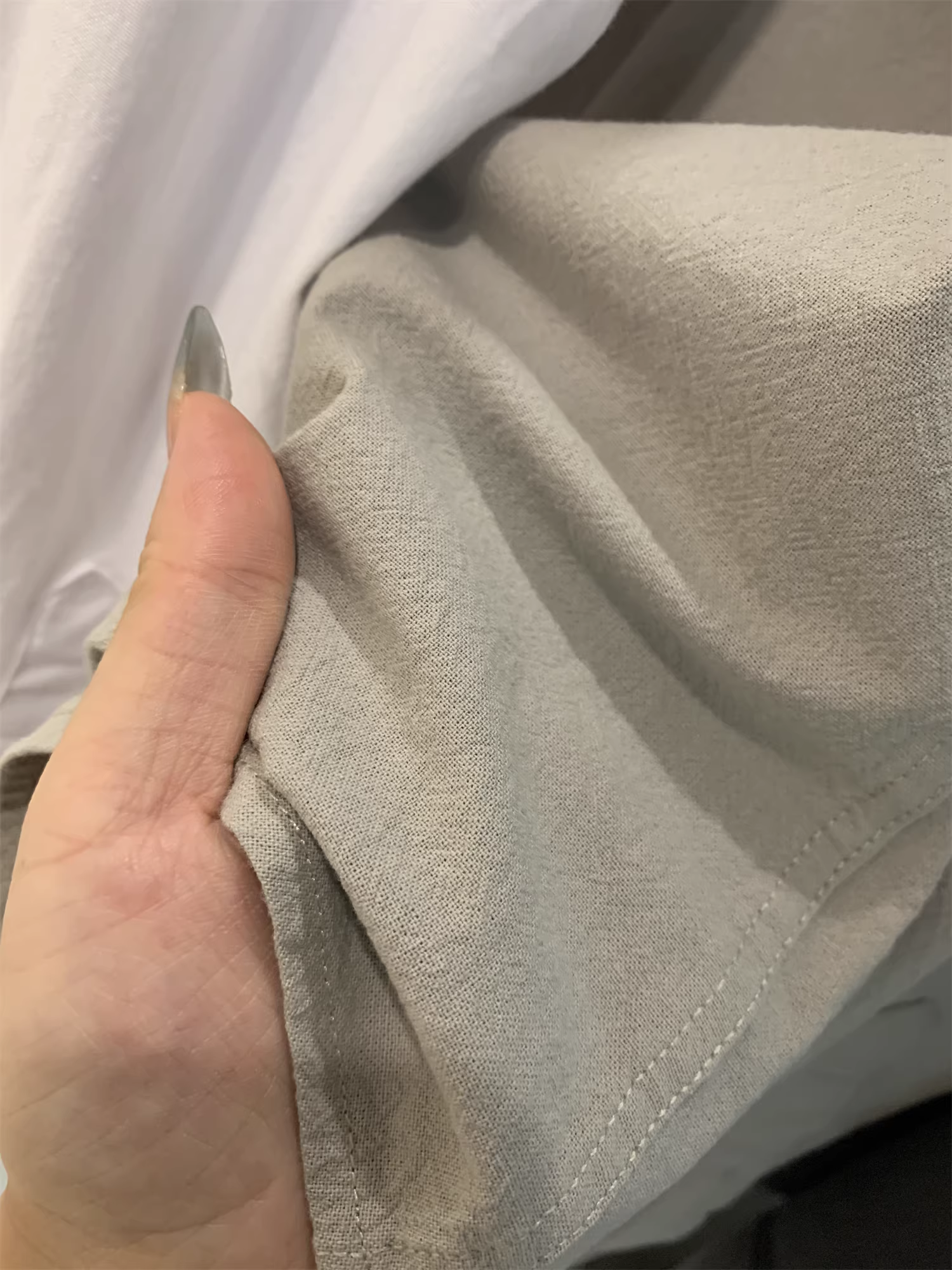 Don Quixote đặt ra một tiêu chuẩn mới trong phong cách Trung Hoa! Kết cấu nhăn nheo! Áo sơ mi nam mùa hè màu trơn, kiểu dáng đơn giản, tay dài.