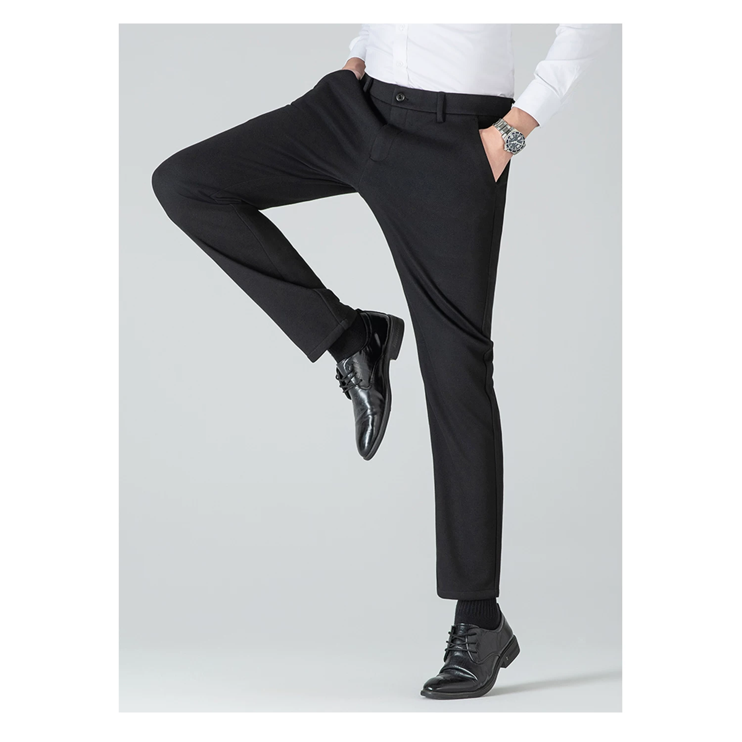 Don Quixote 3A kháng khuẩn! Quần tây công sở mùa thu đông giữ nhiệt ấm áp bằng len thẳng vừa vặn quần âu quần âu thông thường