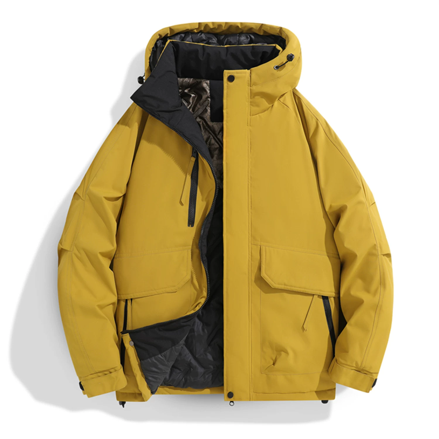 Don Quixote, hãy không sợ lạnh! Unisex! Áo khoác cotton có mũ trùm đầu màu trơn dành cho nam mùa đông, hợp thời trang.