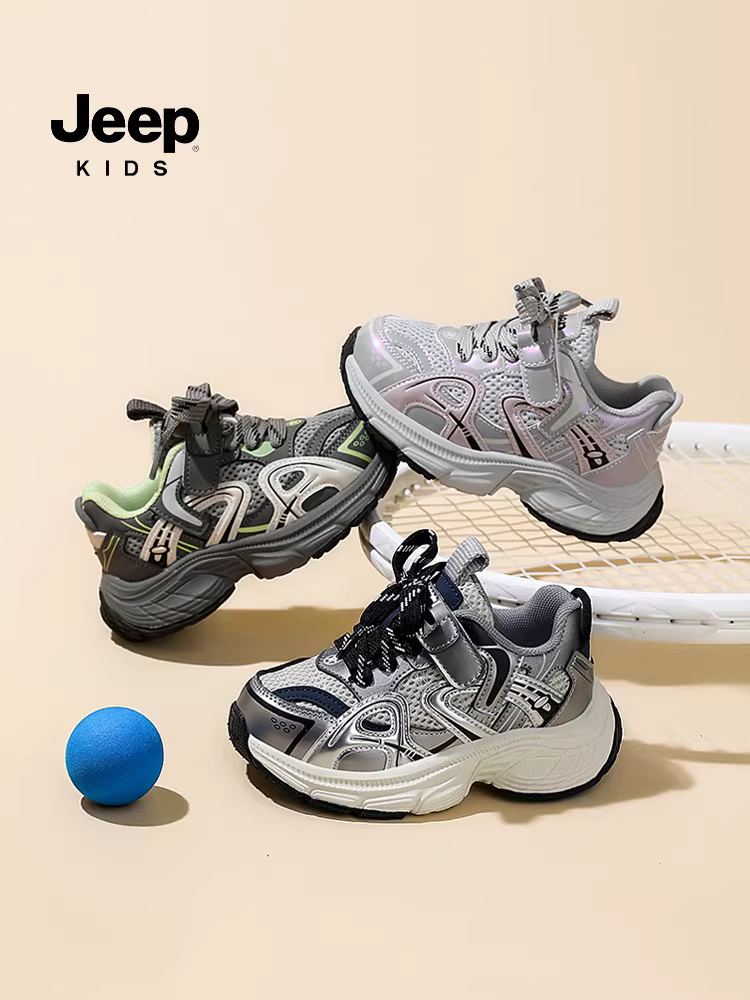 Giày trẻ em Jeep 2025 mới, nhẹ, lưới thoáng khí, giày bố cho bé trai, giày thể thao mùa hè cho bé gái