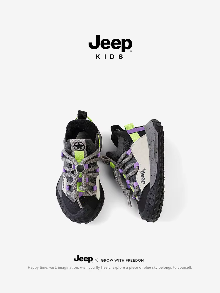 Giày trẻ em Jeep, giày thể thao bé trai, kiểu mới mùa đông 2025, giày cotton lót lông giữ ấm, giày đi bộ đường dài bé gái, giày trẻ em