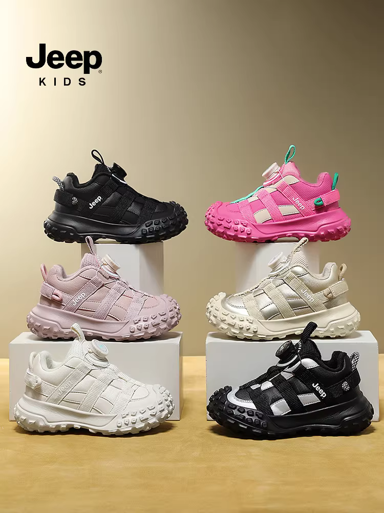 Giày thể thao trẻ em Jeep 2024 mới, giày mùa đông lót lông cừu cho bé gái, giày cotton chống thấm nước, chống trơn trượt, giày trẻ em