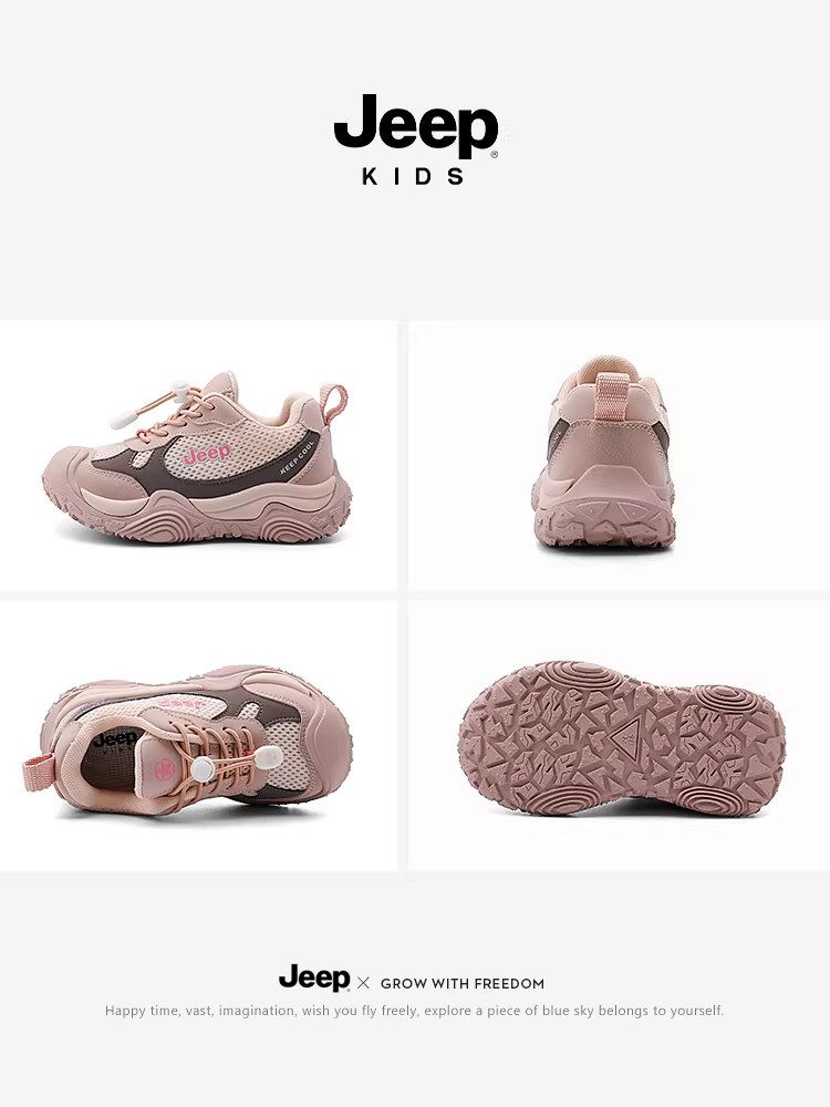 Giày trẻ em Jeep, giày nữ, mẫu mới thu đông 2025, giày đi bộ ngoài trời, giày đi bộ đế mềm, giày thể thao lưới trẻ em