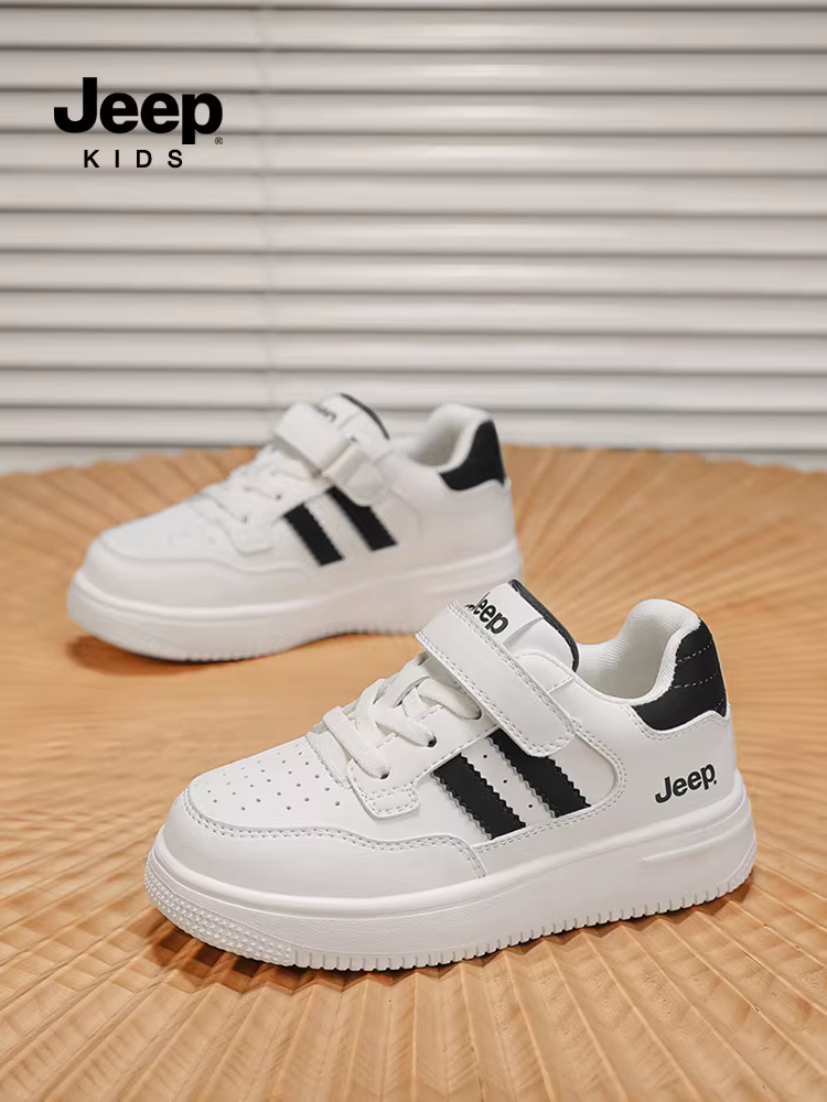 Giày thể thao trẻ em Jeep màu trắng cho bé trai và bé gái, mẫu mới xuân 2025, giày thể thao thấp cổ, nhẹ, kiểu dáng thường ngày
