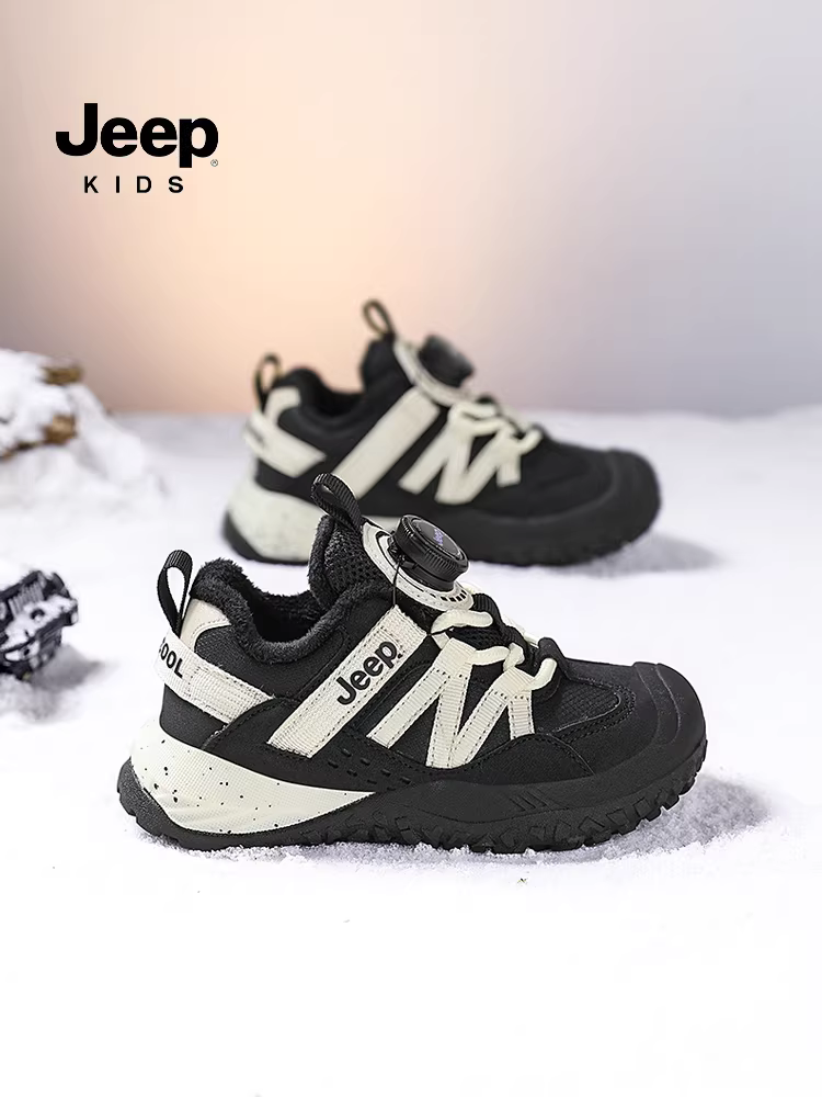 Giày trẻ em Jeep, giày bé gái, giày nhung cotton mùa đông, giày thể thao trẻ em, kiểu mới 2025, giày bé trai ấm áp và chống thấm nước