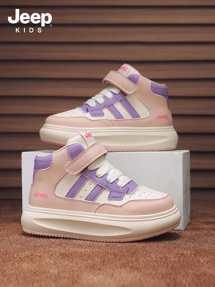 Giày thể thao lót lông cừu mùa thu đông của trẻ em Jeep, giày thể thao cho bé trai, giày chạy bộ thông thường cho bé gái, giày thể thao cổ cao mới 2025